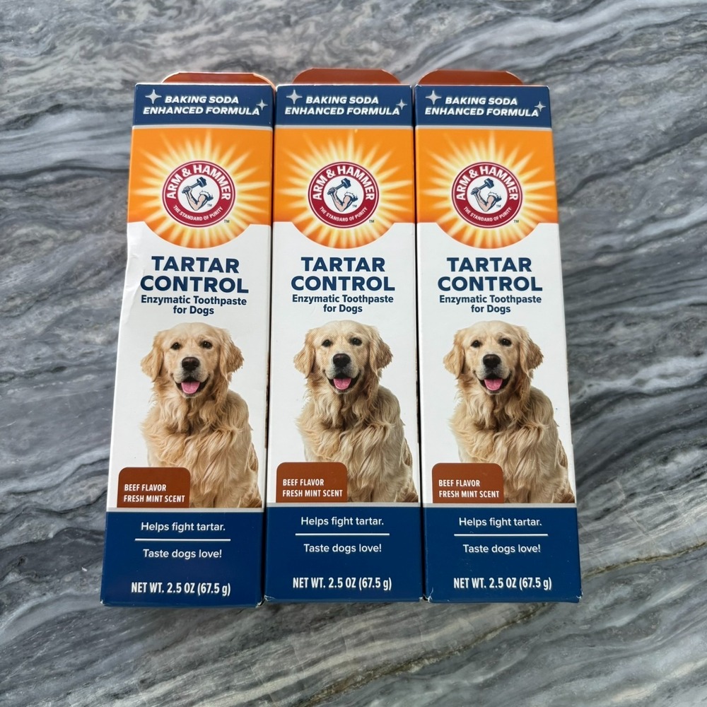 NEW Arm‎ & Hammer Tartar Control Enzymatic Toothpaste For Dogs 2.5 Oz Pack Of 3